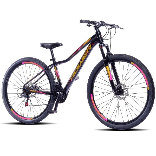 Bicicleta Rower Queen 21v Aro 29 Freio a Disco Preto Dourado